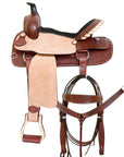 Comfytack Western Horse Ranch Roping Cowboy Saddle Genuine Leather Tack Set Brown/Tan