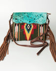 American Darling ADBG579 Crossbody Hair-On Saddle Blanket Genuine Leather Women Bag Western Handbag Purse