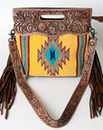 American Darling ADBG496A Clutch Hand Tooled Saddle Blanket Genuine Leather Women Bag Western Handbag Purse