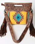 American Darling ADBG496A Clutch Hand Tooled Saddle Blanket Genuine Leather Women Bag Western Handbag Purse
