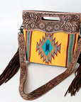American Darling ADBG496A Clutch Hand Tooled Saddle Blanket Genuine Leather Women Bag Western Handbag Purse