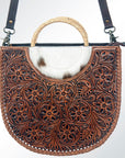 American Darling ADBG589 Small Crossbody Hand Tooled Hair-On Genuine Leather Women Bag Western Handbag Purse
