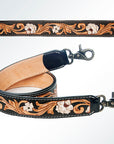 American Darling ADSTF134 Hand Tooled Genuine Leather Crossbody Handle Strap For Bags