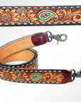 American Darling ADSTF147 Hand Tooled Genuine Leather Crossbody Handle Strap For Bags
