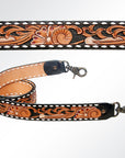 American Darling ADSTF150 Hand Tooled Genuine Leather Crossbody Handle Strap For Bags