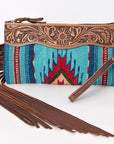 American Darling ADBG642 Wristlet Hand Tooled Saddle Blanket Genuine Leather Women Bag Western Handbag Purse