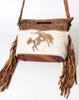 American Darling Clutch Hand Tooled Hair on Genuine Leather Western Women Bag Handbag Purse | Purses for Cute