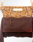 American Darling ADBG612C Clutch Hand Tooled Hair On Genuine Leather Women Bag Western Handbag Purse