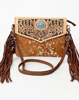 American Darling ADBGD118 Envelope Hand Tooled Hair-On Genuine Leather Women Bag Western Handbag Purse