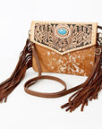 American Darling ADBGD118 Envelope Hand Tooled Hair-On Genuine Leather Women Bag Western Handbag Purse