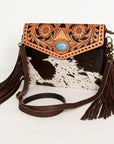 American Darling ADBGD120 Envelope Hand Tooled Hair-On Genuine Leather Women Bag Western Handbag Purse