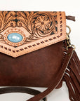 American Darling ADBGD122 Envelope Hand Tooled Hair-On Genuine Leather Women Bag Western Handbag Purse