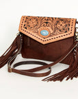 American Darling ADBGD122 Envelope Hand Tooled Hair-On Genuine Leather Women Bag Western Handbag Purse