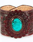 American Darling ADBRF138 Hand tooled carved Genuine Leather Bracelet women