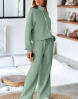 Solid Zip-Up Jacket and Drawstring Pants Set