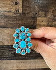 Long Ring- adjustable - Kingman turquoise ring and sterling silver