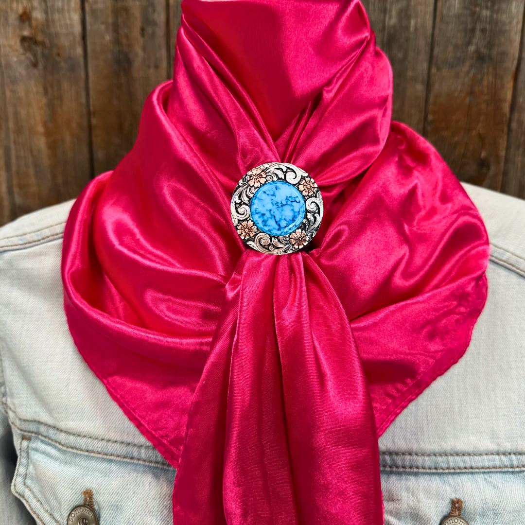 35X35" Solid Hot Pink Wild Rag / Scarf WRS25 - Western Concho Wild Rag Slides - Assorted