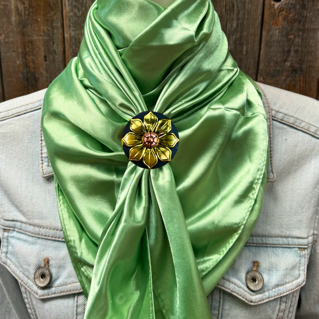 35X35" Solid Lime Wild Rag / Scarf WRS26 - Western Concho Wild Rag Slides - Assorted