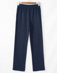 Solid Fleece-Lined Drawstring Waist Pants