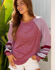 Kelsey Striped Raglan Long Sleeve Loose Top