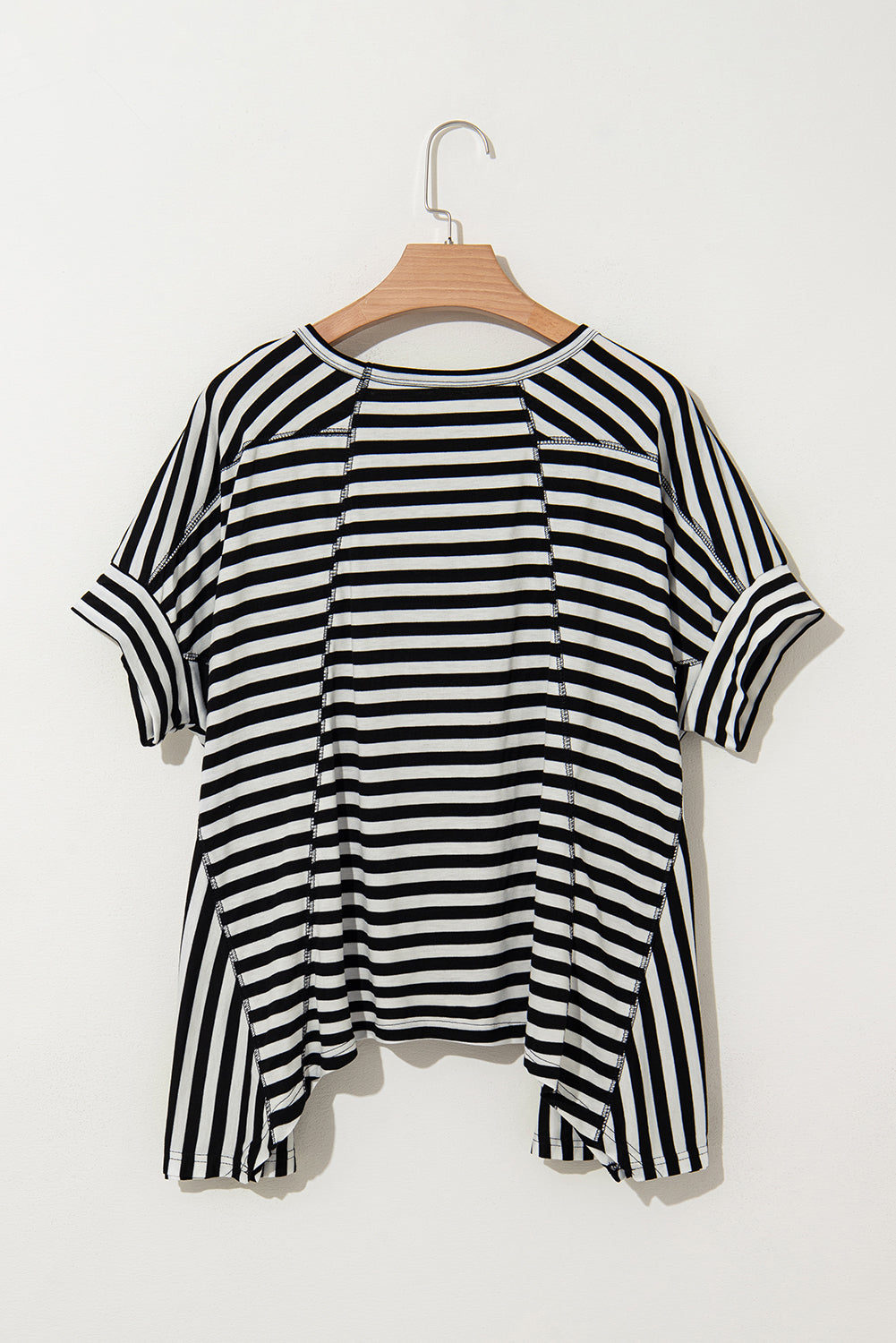Alia Stripe Batwing Sleeve Crewneck Oversized Top