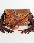 American Darling ADBGA124 Clutch Hand Tooled Genuine Leather Women Bag Western Handbag Purse