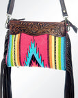 American Darling Cross Body Hand Tooled Saddle Blanket Genuine Leather Women Bag Western Handbag Purse