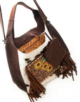 ADBG622B American Darling Hand Tooled Hair On Genuine Leather Women Bag Western Handbag Purse