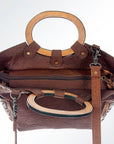 American Darling Hand Tooled Hair On Genuine Leather Women Bag Western Handbag Purse