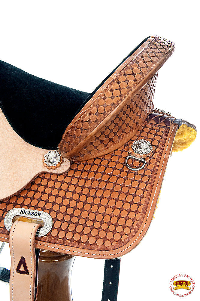 Flex Tree Western Horse Saddle Hilason In American Leather Barrel Trail