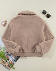 Solid Zip-Up Pocketed Fuzzy Jacket