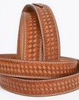 36 In Hilason Basketweave Western Leather Mens Womens Ranger Belt Tan
