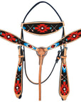 Hilason Western Horse Headstall Breast Collar Set American Leather Tan