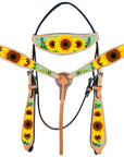 Hilason Western Horse Headstall Breast Collar Set American Leather Tan