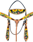 Hilason Western Horse Headstall Breast Collar Set American Leather Tan