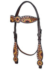 HILASON Floral Painted Beaded American Leather Horse Headstall Breast Collar