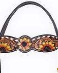 HILASON Floral Painted Beaded American Leather Horse Headstall Breast Collar
