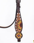 HILASON Floral Painted Beaded American Leather Horse Headstall Breast Collar