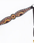 HILASON Floral Painted Beaded American Leather Horse Headstall Breast Collar