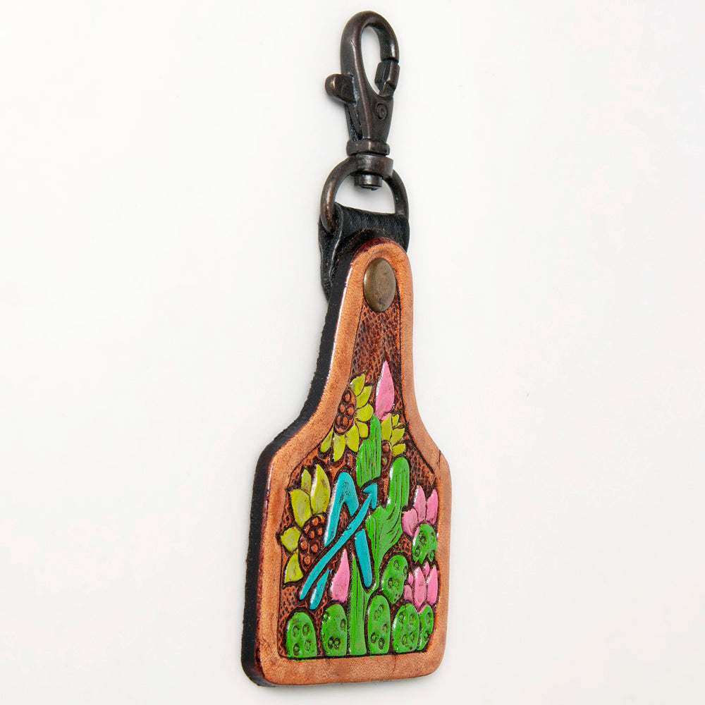 American Darling ADKR165 Hand Tooled Carved Genuine Leather Keyring