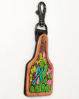 American Darling ADKR165 Hand Tooled Carved Genuine Leather Keyring