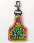 American Darling ADKR165 Hand Tooled Carved Genuine Leather Keyring