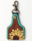 American Darling ADKR168 Hand Tooled Carved Genuine Leather Keyring