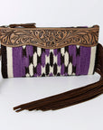 ADBG344T American Darling WRISTLET Hand Tooled Upcycled Wool Genuine Leather women bag western handbag purse