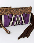ADBG344T American Darling WRISTLET Hand Tooled Upcycled Wool Genuine Leather women bag western handbag purse