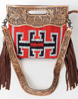 American Darling Clutch Hand Tooled Saddle Blanket Fabric Genuine Leather Western Women Bag Handbag Purse | Purses for Cute