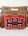 American Darling Clutch Hand Tooled Saddle Blanket Fabric Genuine Leather Western Women Bag Handbag Purse | Purses for Cute