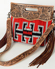 American Darling Clutch Hand Tooled Saddle Blanket Fabric Genuine Leather Western Women Bag Handbag Purse | Purses for Cute