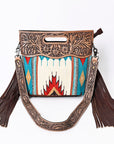 American Darling Clutch Hand Tooled Saddle Blanket Fabric Genuine Leather Western Women Bag Handbag Purse | Purses for Cute