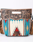 American Darling Clutch Hand Tooled Saddle Blanket Fabric Genuine Leather Western Women Bag Handbag Purse | Purses for Cute